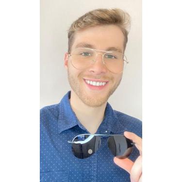 Imagem de Armação Óculos Grau Masculino Aviador 2 em 1 Clipon Dourado - Palas Ey