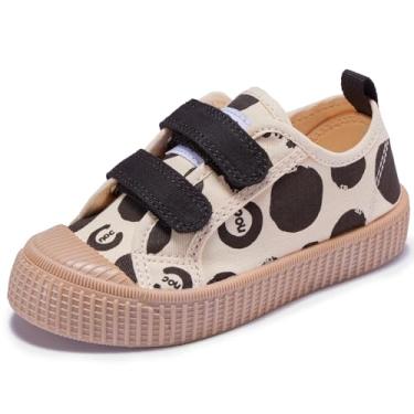 Imagem de HAPPY NOCNOC sapatos infantis para meninos e meninas, tênis infantis de lona com velcro e sola cor doce tamanho 6-14 ponto preto