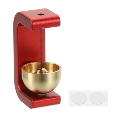 Imagem de PATIKIL 1 conjunto de sino de lojista, campainha de metal para pendurar campainha de porta autoadesiva para abrir porta negócios ao entrar no carro da geladeira, em forma de C, vermelho