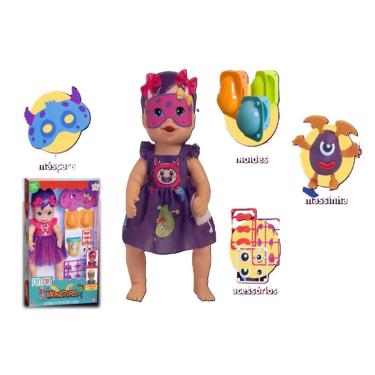Imagem de Boneca Pin Pin Monster Menina C/ Massinha e Acessórios  Anjo