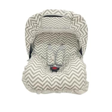 Imagem de Kit Completo para Bebê Conforto – Universal com Capa, Capota e Protetores de Cinto – Tecido 100% Algodão – Confortável e Macio (Chevron)