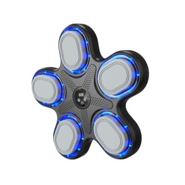 Imagem de oshhni Máquina de boxe inteligente, equipamento de boxe com almofada de soco, alvo de parede de boxe com música eletrônica iluminada para treino de caratê, Preto