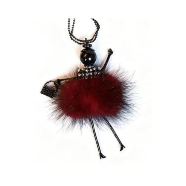 Imagem de OSCCI Colar de boneca de cristal Paris para mulheres, vestido bonito feito à mão com pingente de corrente longa, bijuteria de formatura, Metal, Sem Pedra Preciosa