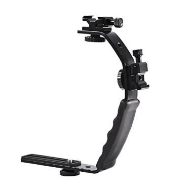 Imagem de Suporte para flash de câmera MUNEFE, suporte em forma de L, suporte de câmera de aço inoxidável para enfrentar qualquer desafio durante suas aventuras fotográficas