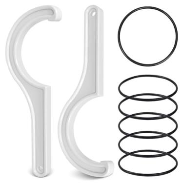 Imagem de 2 chaves de filtro de água com 6 anéis de vedação compatíveis com o sistema de água APEC, serve na maioria das caixas de filtro de 25,4 cm x 6,3 cm para sistemas de osmose reversa ou água sob a pia