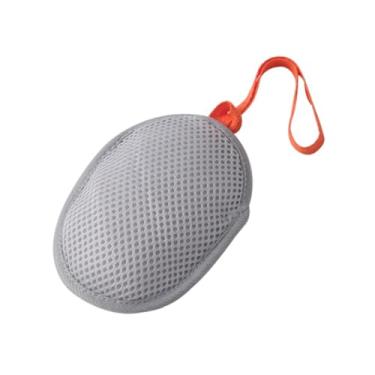 Imagem de KiBcsLic Saco de sabonete de malha com cordão para armazenamento em banheiro, secagem rápida, portátil, mensagem, férias, acampamento, espuma, secagem, bolsa, Cinza