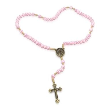 Imagem de Terço Nossa Senhora Aparecida Rosa Perola 10mm - Amém Decoração Religi