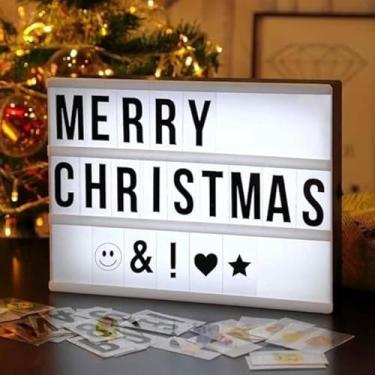 Imagem de Luminária LED Light Box Cinema A4, 30x22x4.3cm, Painel Decorativo com 96 Letras e Símbolos, USB/Bateria, Ideal para Festas, Eventos e Decoração