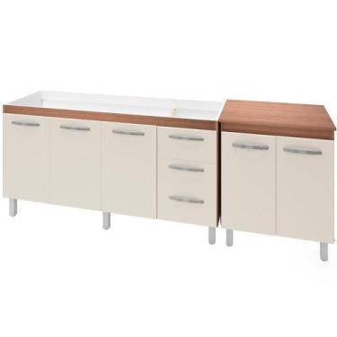 Imagem de Balcao Pia 160cm E Multiuso 2 Portas 70cm Savana Off White Mobbs Savan