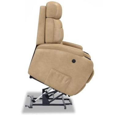 Imagem de Poltrona do Papai Reclinável Elétrica Bivolt Lift com Sistema de Elevação e Massagem em Corino Importado - Modelo Florença Damie (Bege)