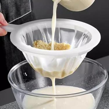 Imagem de Coador de malha de nylon ultrafino para cozinha, peneira de plástico, malha fina com alça, ferramenta de cozinha para leite de soja, café, leite, iogurte, suco, filtro de folha de chá, mel, vinho