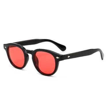 Imagem de Óculos de Sol Redondos Femininos UV400 Vermelho Verde Masculino Punk Rebites Gradientes para Esportes ao Ar Livre, Corrida e Ciclismo, Preto e Vermelho