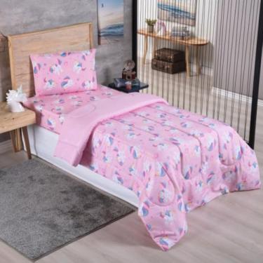 Imagem de Edredom Solteiro Infantil Dupla Face Estampado Digital Fofinho Macio Avulso Micropecal 200 Fios (Unicórnio)