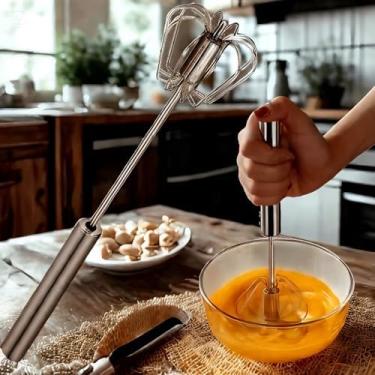 Imagem de Batedor de massa dinamarquês, batedeira manual de aço inoxidável, ferramenta profissional de cozimento de cozinha