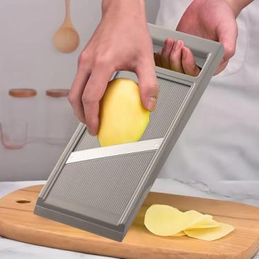 Imagem de Cortador de vegetais cinza ajustável de 27,2 cm, cortador ergonômico estilo bandolim de verduras e vegetais