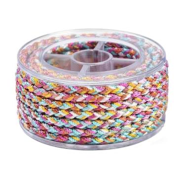 Imagem de 1 rolo de fio de nylon trançado de 12 camadas 5 mm material de fio de nylon redondo colorido cordão trançado para colar faça você mesmo, pulseira, joias, artesanato feito à mão, 2,19 a 3,28 m (2 a 3 m