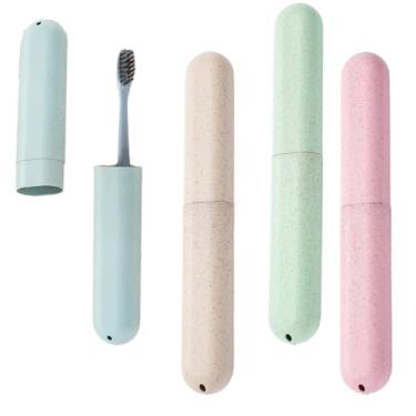 Imagem de Pacote com 4 porta-escovas de dentes – Suporte respirável com capa, organizador compacto de armazenamento de escova de dentes para acampamento, negócios
