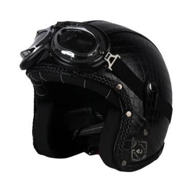 Imagem de Capacete de Motocicleta Retrô 3/4 - Couro PU - Estilo Chopper Vintage,
