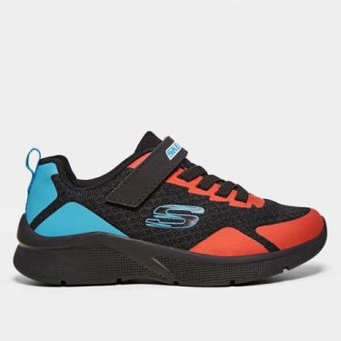 Imagem de Tênis Infantil Skechers Microspec Menino, Preto, Azul, 31