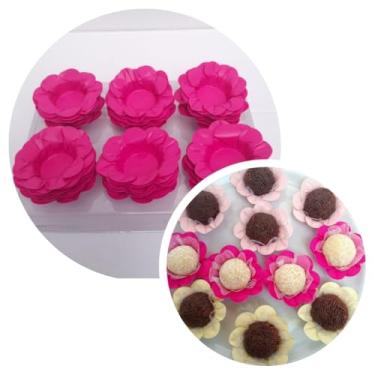Imagem de Forminhas para doces finos Forminhas Flor para festas casamento aniversário (Rosa pink)
