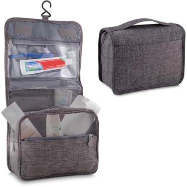 Imagem de Necessaire Organizadora Masculina Feminina Grande Com Alça P/Viagem Cabide Divisória Cinza