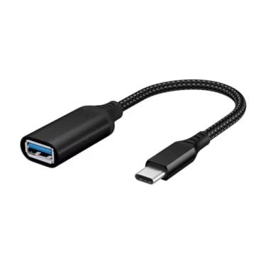 Imagem de Cabo Adaptador OTG Tipo C para USB 3.0, Transmissão de Dados, Compatível com Smartphones Android e Tablets, Metalizado, 15cm (Preto)