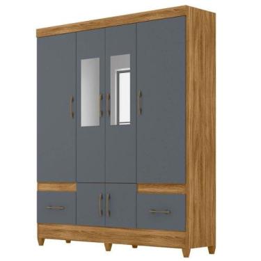 Imagem de Guarda Roupa Casal Ms912 6p Espelho 165 Cm Freijo Cinza Moval - MOVAL 