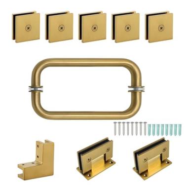 Imagem de FEKEWIO Kit de ferragens para porta de chuveiro, sem moldura, canto articulado, acessórios para box de chuveiro, peças para painel de vidro grosso de 5/40.6 cm 3/20.3 cm a 1/5.1 cm com dobradiças