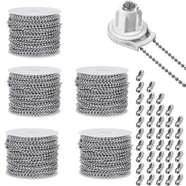 Imagem de 164ft Stainless Steel Ball Chain Extender, with 50 Connectors, Adjustable Length, for Fan/Light, Lamp, Curtains (2.4mm/4.5mm Size)(2.4mm)