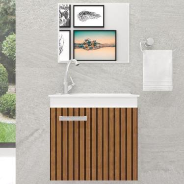 Imagem de Móvel Banheiro Balcão E Espelho Bari Branco Grigio Suspenso Gabinetto,