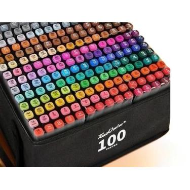 Imagem de 120/168/204 Cores Caneta Marcadora De Cabeça Dupla Oleosa Montagem Artística Para Estudantes (100 cores)