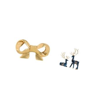 Imagem de Fenteer Puxador de Móveis em Latão com Laço, Estátua de Rena Sentada Ou em Pé, Ornamento para Gaveta de Cozinha, Puxador Fofo E Fácil de Instalar para Armário