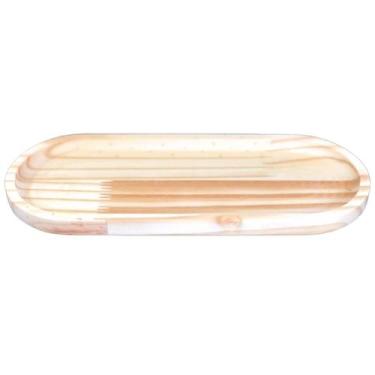 Imagem de Bandeja Oval de Pinus para Lavabo e Kit Higiene Bebê - 2 e 3 Peças - A