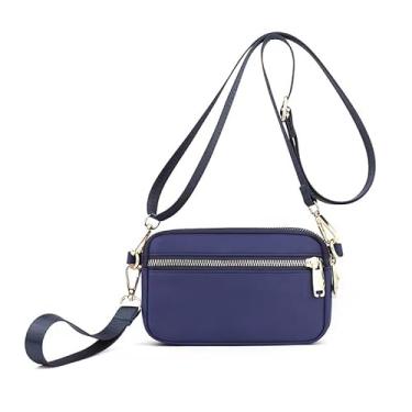 Imagem de Bolsa tiracolo pequena feminina leve de nylon para celular carteira de viagem, Azul, Small, Bolsa transversal pequena para mulheres