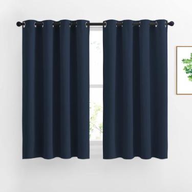 Imagem de Cortinas Blackout NICETOWN, com isolamento térmico, azul marinho, 52 x
