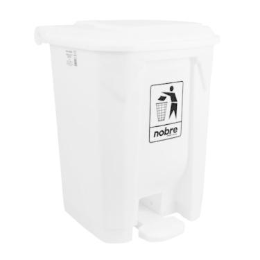 Imagem de Lixeira Plástica 30L, com pedal, Branca Áreas Externas Média - Nobre