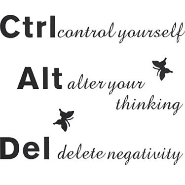 Imagem de Adesivo de parede motivacional Control Yourself Alter Your Thinking Delete Negativity, adesivos de parede inspiradores para família, citações para casa, escritório, sala de estar, arte de parede