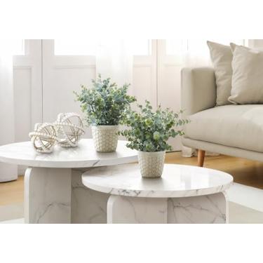 Imagem de Monarch Specialties I 9581 Planta artificial, 33 cm de altura, grama de eucalipto, interior, falsa, mesa, vegetação, vaso, conjunto de 2, decorativo, folhas verdes