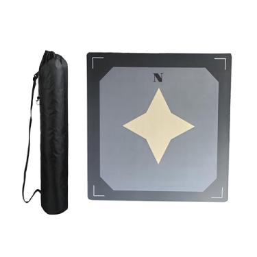 Imagem de Yellow Geometric Compass Game Mat - Non-Slip, Noise Reducing Mahjong Mat 31.5x31.5 with Double Gray Rings & Carry Bag for Poker, Board Games