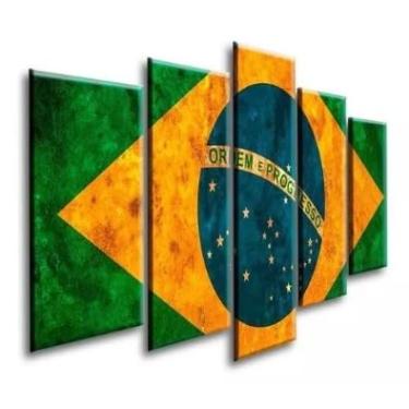 Imagem de Kit quadro decorativo 5 peças 95x60cm Bandeira Do Brasil 02
