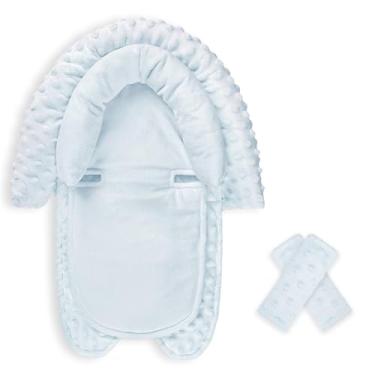 Imagem de HNHUAMING Inserção de assento de carro infantil, suporte de cabeça e corpo de assento de carro de bebê com almofadas de tiras, almofada de inserção de assento de carro recém-nascido macio para meninas