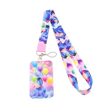 Imagem de Cordão de urso burro fofo de desenho animado engraçado, cordão de suporte de crachá de desenho animado para cartão, viagem (roxo)