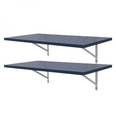 Imagem de Kit 2 Prateleiras 90 x 30cm Azul com Mão Francesa