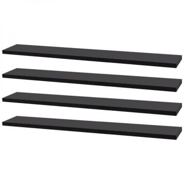 Imagem de Kit 4 Prateleiras 60 X 10cm Preta Suporte Invisível