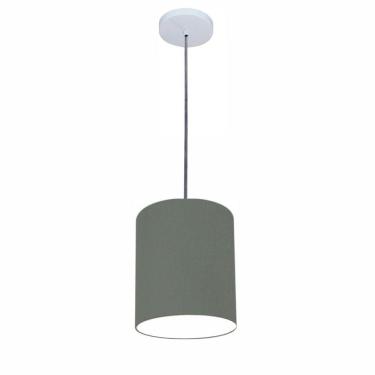 Imagem de Lustre Luminária Pendente Vivare Free Lux Pe-4104br Cúpula Em Tecido 15x25cm Cinza-escuro Canopla Branca E Fio Cristal