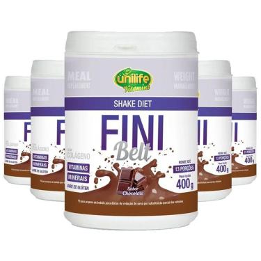 Imagem de Kit 5 Shake Diet Com Colágeno Fini Belt Unilife 400g Chocolate