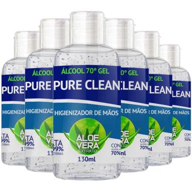 Imagem de Álcool Gel 70% Pure Clean Kit 6 Unidades 130ml Cada 70% Inpm