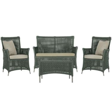 Imagem de Jogo Sofá E 2 Poltronas E Mesa Igapó Fendi E7 Trama  Verde