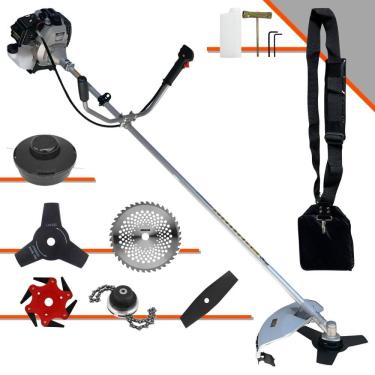 Imagem de Roçadeira Com Sistema Anti-Vibração Toyama TBC43H À Gasolina 2T 43cc 1,7HP 12.000rpm Multifunções Completa Com Carretel de Nylon + 5 Lâminas de Corte