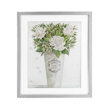 Imagem de Stupell Industries Impressão emoldurada cinza Les Fleurs Des Roses sob vidro, design de Cindy Jacobs, 16 x 13